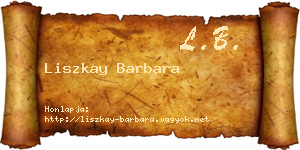 Liszkay Barbara névjegykártya